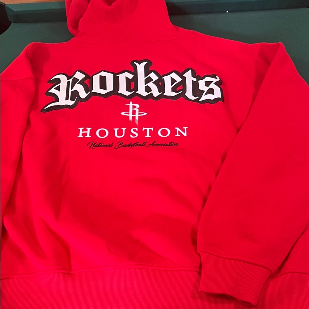 Houston Rockets Red Graphic Hoodie stitched on front bubble print on back